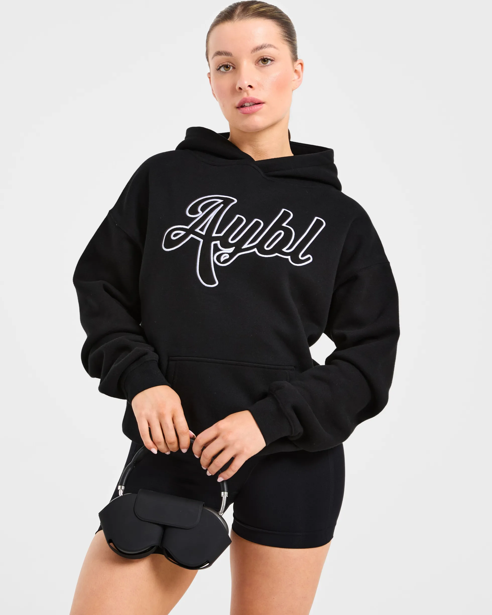 Script Embroidered Oversized Hoodie