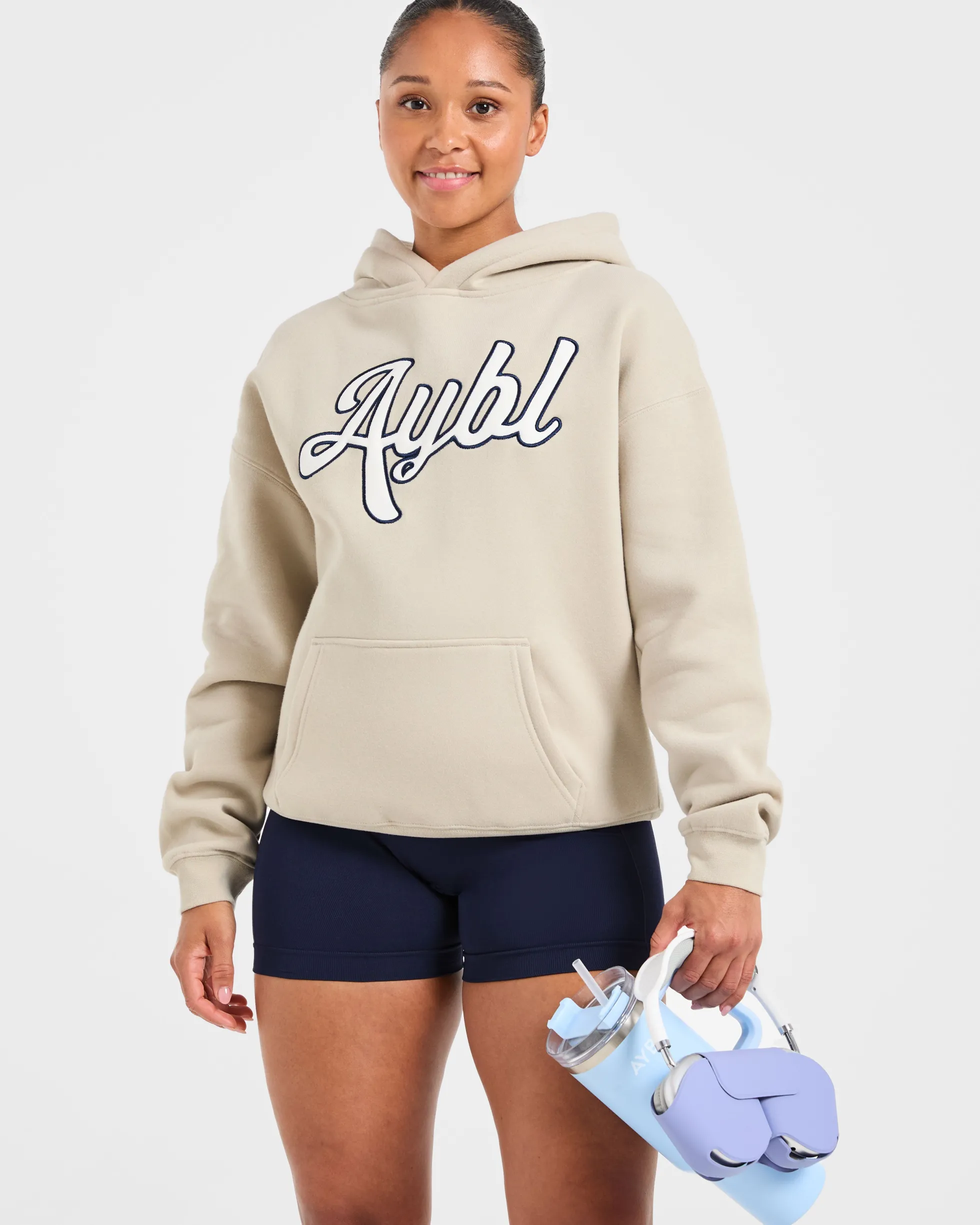 Script Embroidered Oversized Hoodie