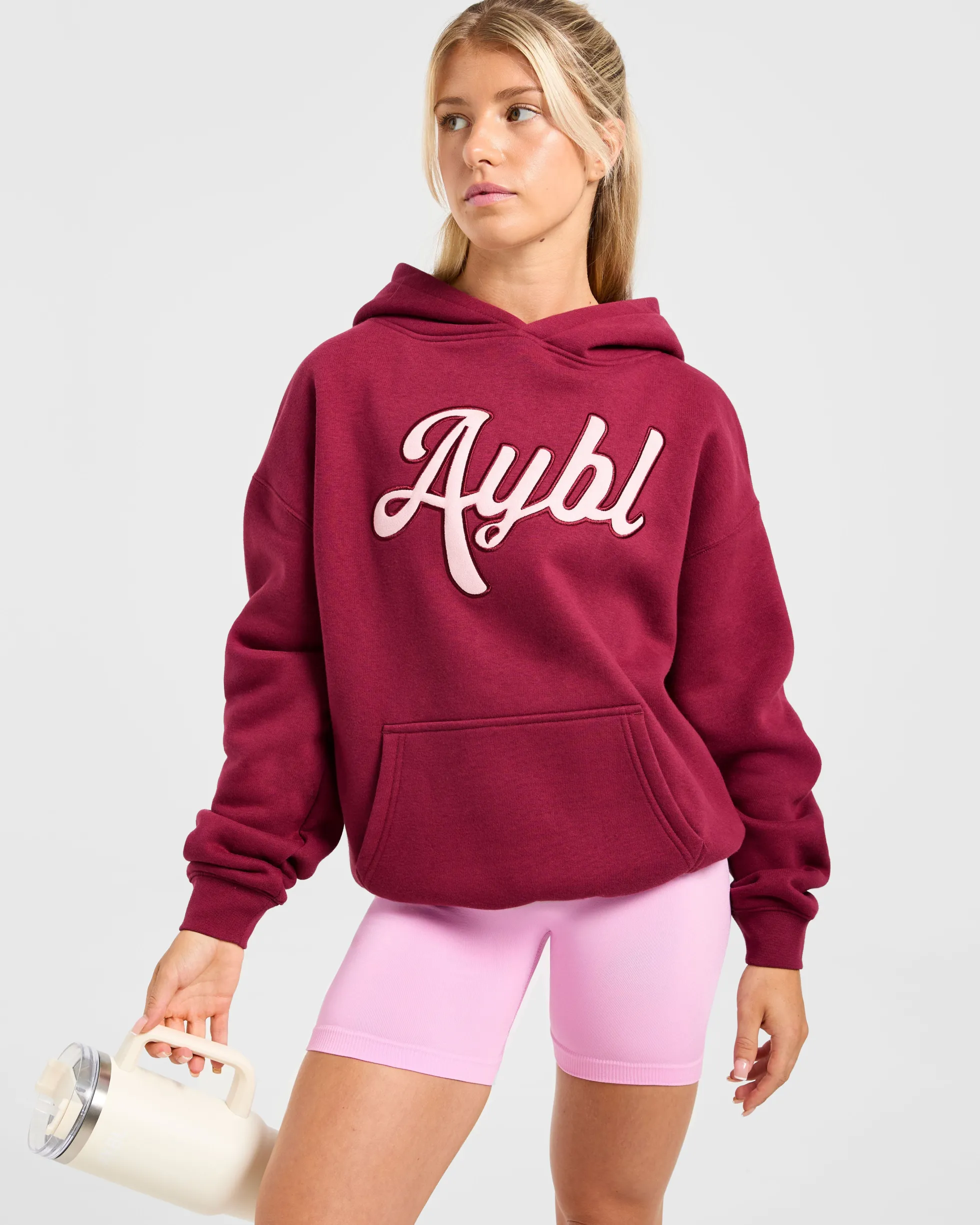 Script Embroidered Oversized Hoodie