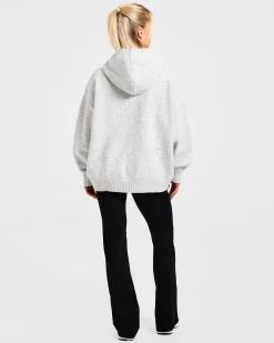 Varsity Minimal Logo Oversized Knitted Hoodie
