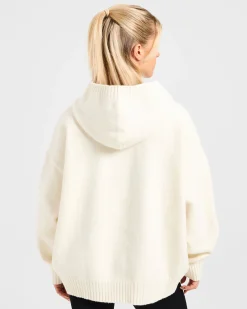 Varsity Minimal Logo Oversized Knitted Hoodie
