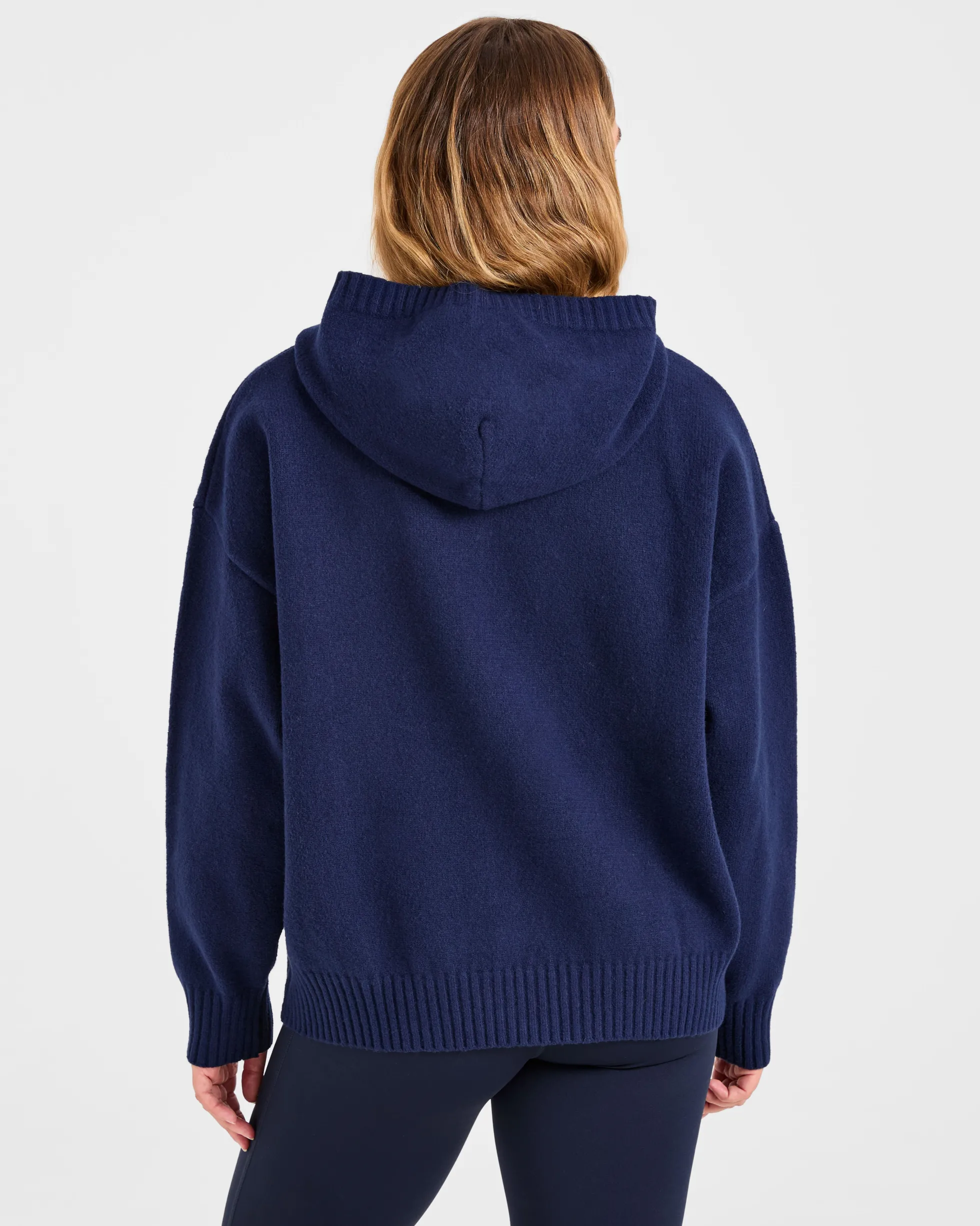 Varsity Minimal Logo Oversized Knitted Hoodie
