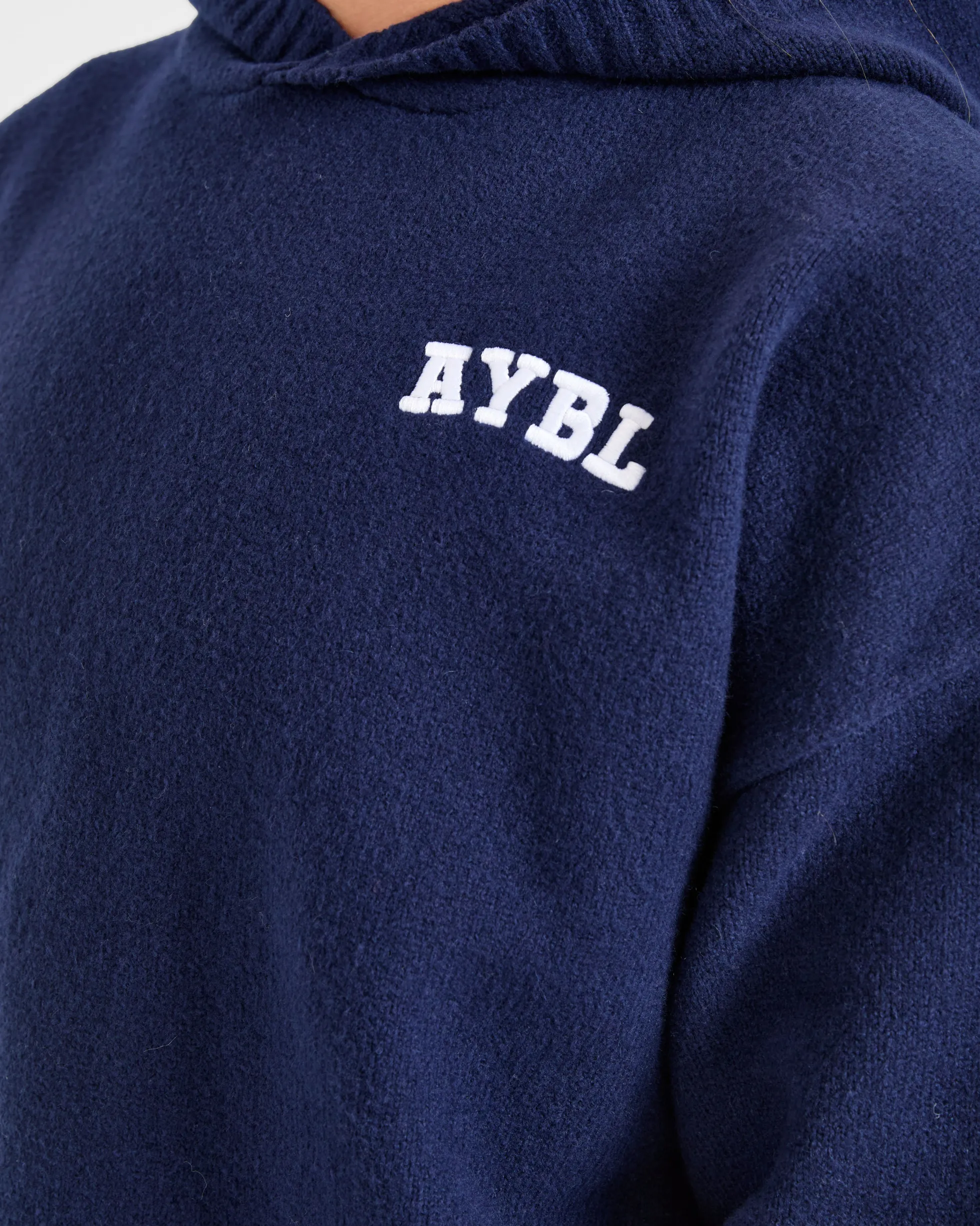 Varsity Minimal Logo Oversized Knitted Hoodie