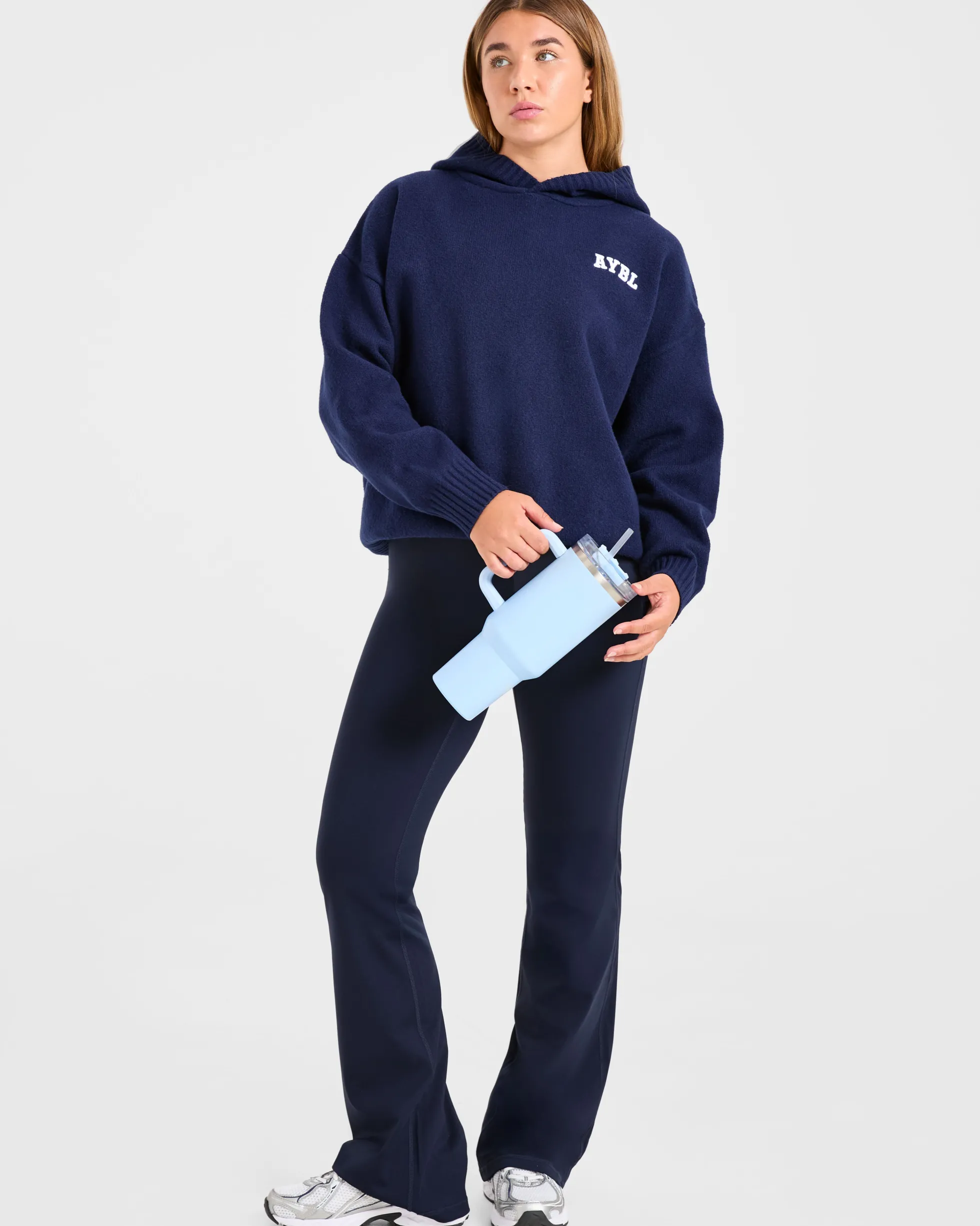Varsity Minimal Logo Oversized Knitted Hoodie