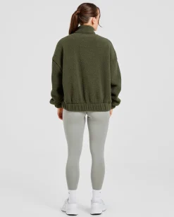 Varsity Oversized Fleece Zip Up Jacket