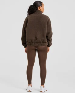 Varsity Oversized Fleece Zip Up Jacket