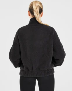 Varsity Oversized Fleece Zip Up Jacket