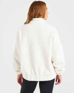 Varsity Oversized Fleece Zip Up Jacket