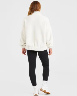 Varsity Oversized Fleece Zip Up Jacket